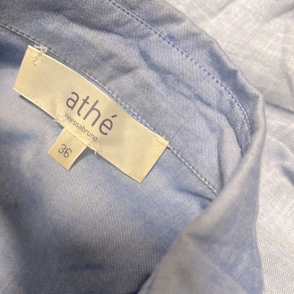 Athe Vanessa Bruno Coralie Cotton-Poplin Braided Placket Blue Drop-waist dress - Picture 8 of 8